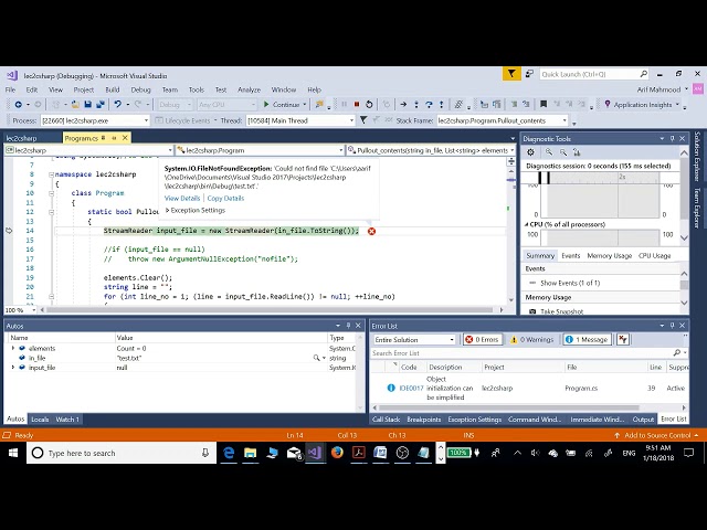 Error handling in c++ and c# with exceptions 7