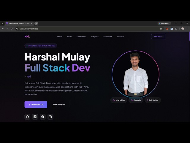 Harshal Mulay | Full Stack Developer Portfolio Tour 💻