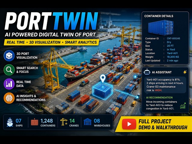 PortTwin AI 🚢 | 3D Digital Twin Port Management System | Real-Time Port Operations Demo