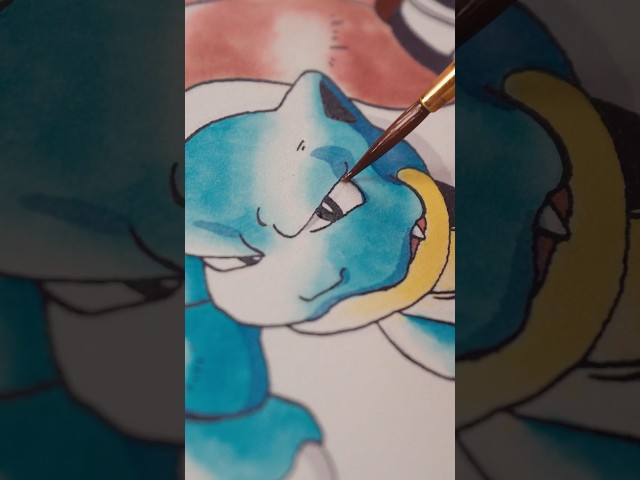 Blastoise watercolor painting (Ken Sugimori style)