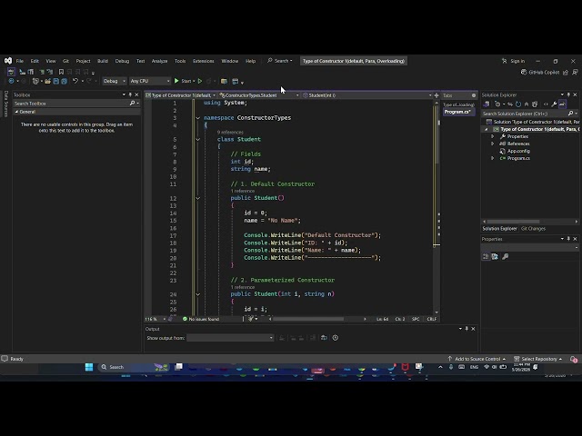 Type of Constructor 1default, Para, Overloading