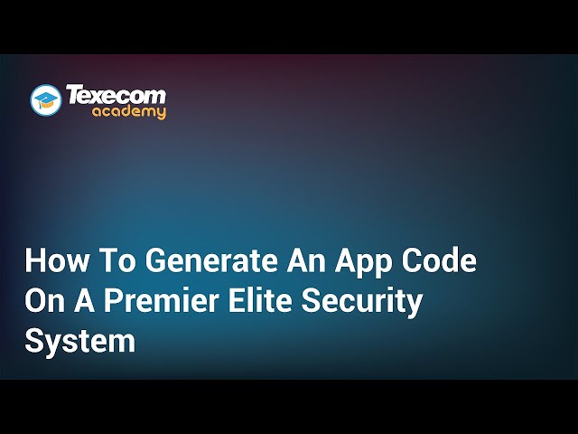 How To Generate An App Code From The Engineer's Menu Of A Texecom Premier Elite Security System