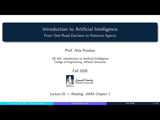 SE 444 — Lecture 01: Introduction to AI — From One Road Decision to Rational Agents