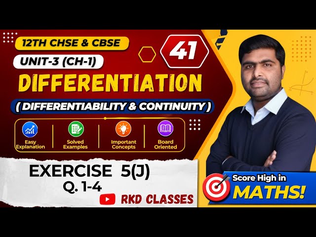  exercise 5j Q.1-4 || differentiability and continuity elements of mathematics class 12th ||