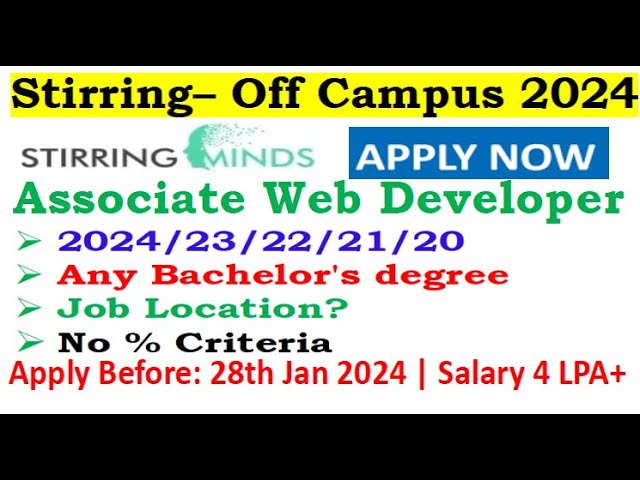 Stirring is hiring 2024/23/22/21/20 Batch | No % Criteria | Job Location? | Salary 4LPA#jobupdates4u