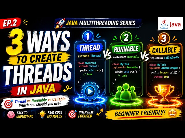 3 Ways to Create Threads in Java | Thread vs Runnable vs Callable | Java Multithreading Ep. 2