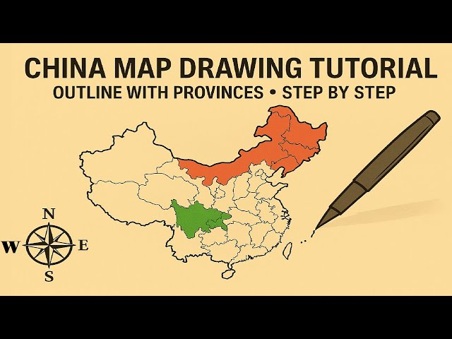 China Map Drawing Tutorial: Outline with Provinces Step by Step