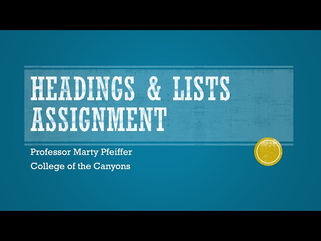 Headings & Lists Assignment