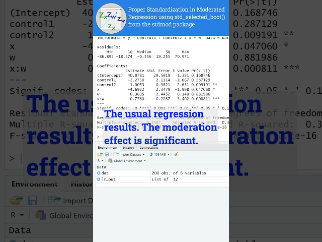 Proper Standardization in Moderated Regression Using std_selected_boot() (No audio)