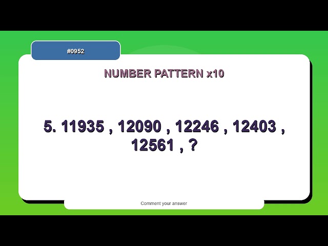 Number Pattern Challenge #0952 | 10 Number Pattern Practice Questions