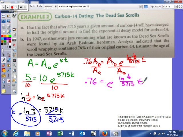 Mooney -  4.5 Exponential Growth & Decay - Modeling Data - model exponential growth and decay ex2