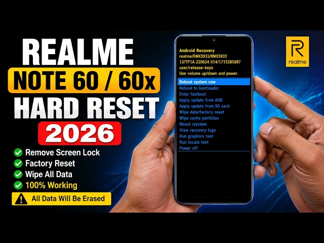 Realme Note 60/60x Hard Reset 2026 | Pattern Pin Password Unlock | Realme Note 60 Forgot Screen Lock