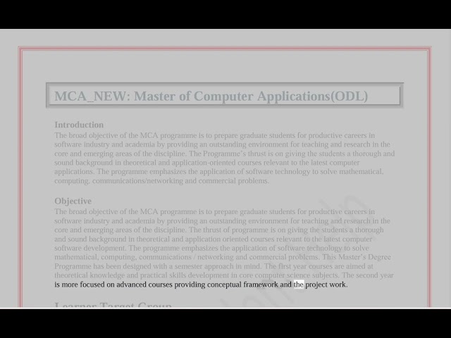 MCA_NEW Master of Computer Applications(ODL) - IGNOU Students Help