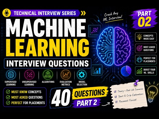 Machine Learning Interview Questions | 40 Most Asked ML Questions for Placements | Part 2 | Revision