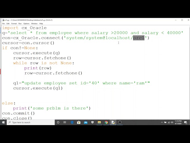 ORACLE DATABASE CONNECTIVITY IN PYTHON IN HINDI