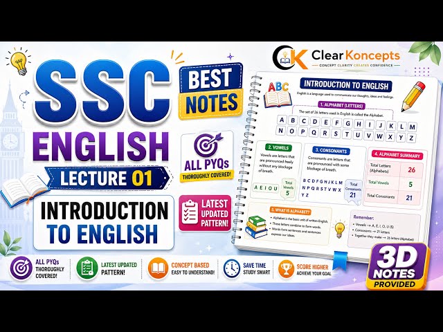 SSC English Lecture 01 | Introduction to English + Articles | Best 3D Notes