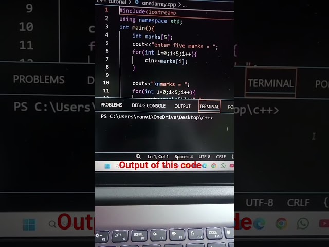 one dimensional array program #coder #coding #cpp