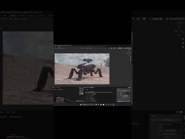 Blender Hard Surface Modeling—Quadruped Sci-fi Robot