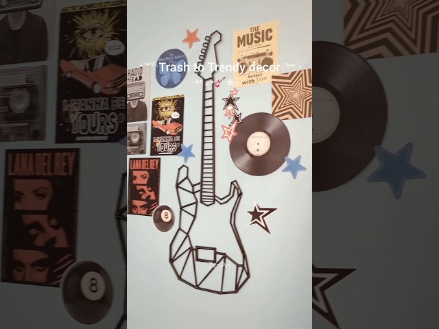 🎸Guitar Wall Decor from just newspaper 🗞️ 😯 #diy #roomdecor
