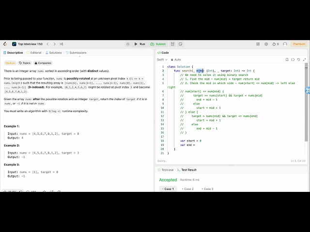 Leetcode 33: Search in rotated Sorted array