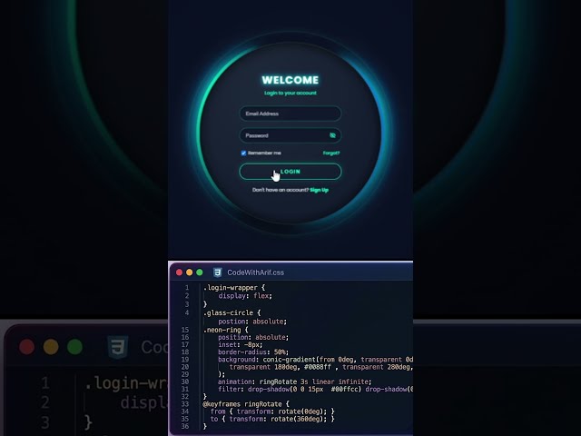 Animated Login Form using HTML & CSS 🔥 | Modern Login UI #shorts #html #css #webdevelopment
