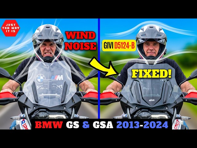 BMW R 1250GS/A Wind Noise, Buffeting, Turbulent air flow, finally fixed - GIVI D5124B Windscreen