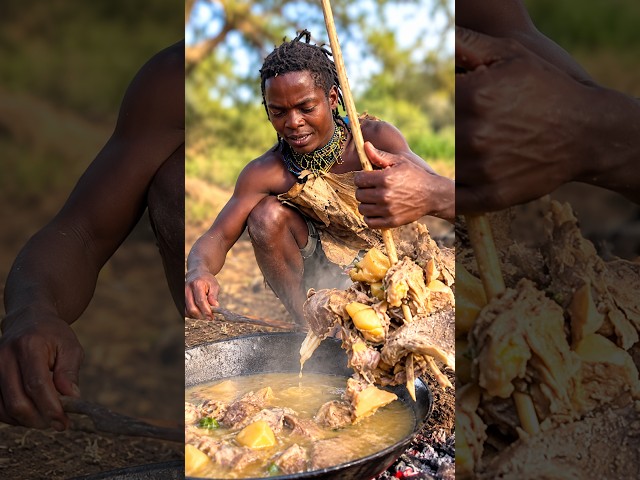 NO KITCHEN, NO STOVE… JUST FIRE! 😱🔥 | Hadzabe Wild Cooking #hadzabetribe #africa #bushlife