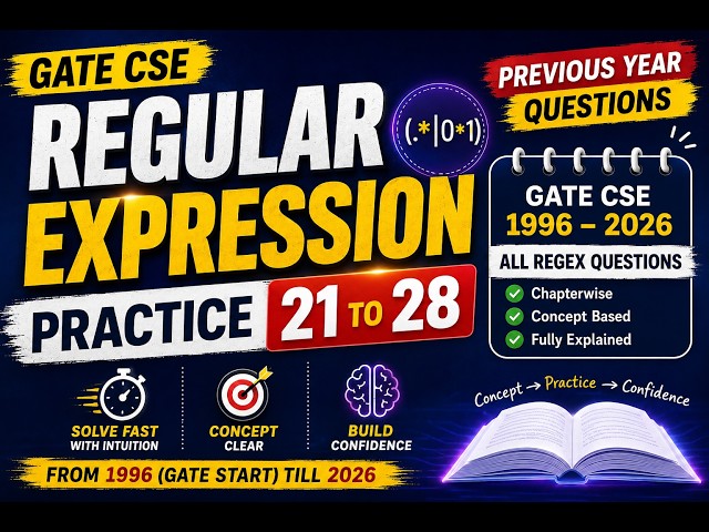 GATE CSE Regular Expression PYQs 1996–2026 | Questions 21–28 | Fast TOC Practice