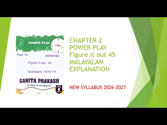 Figure it out 45, Qtns 10 -14 | Power play Chapter 2 | class 8 Ganitaprakash| Video 15 |  Malayalam