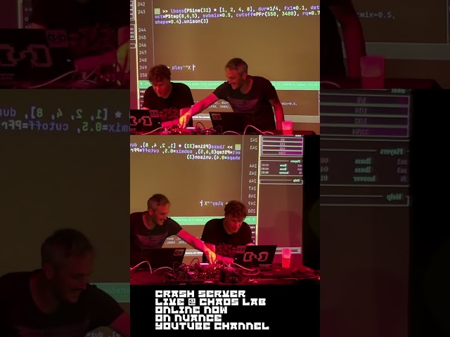 Crash Server Live @ Chaos Lab VII with nuance  #idm #livecoding #python  #noise #violence #modaudio