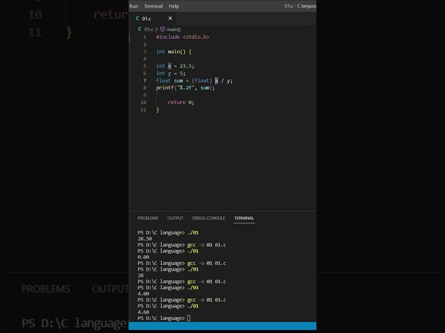 explicit type casting in c language