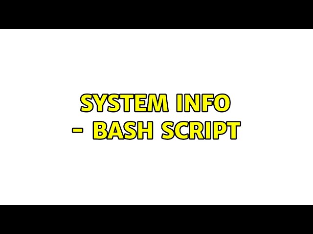 Ubuntu: System info - bash script