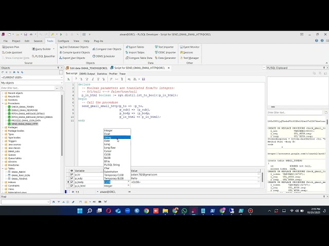 Gmail API with Oracle Database