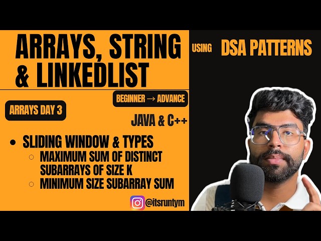 L3. Sliding Window & Types|| JAVA C++ || Max sum of subarrays|| Min size subarray sum|| DSA Patterns