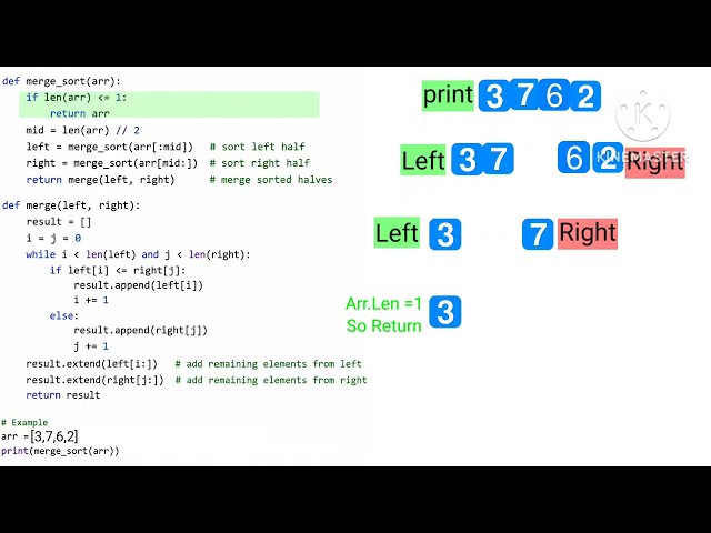 Merge Sort Recursion method Python - Learn recursive easy with step by step explanation DSA தமிழ்