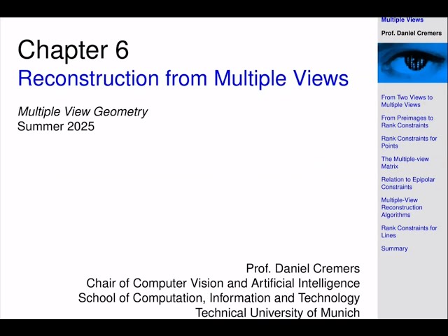 MVG - Lecture 11a: Reconstruction from Multiple Views (Part 2)