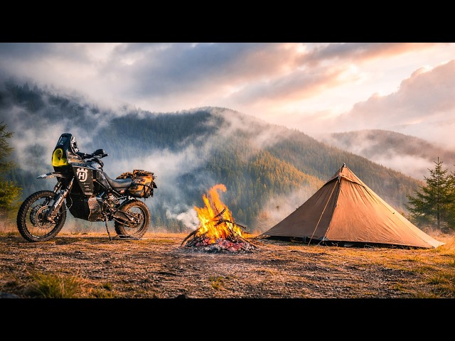 Solo Moto Camping on a Cliffside