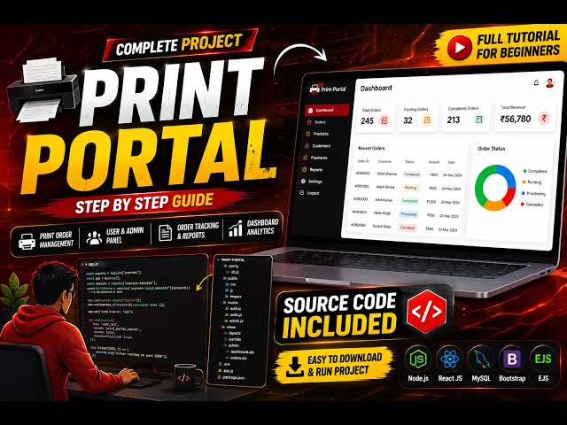 Print Portal Website Complete Project with Source Code | Full Stack Web Development Tutorial
