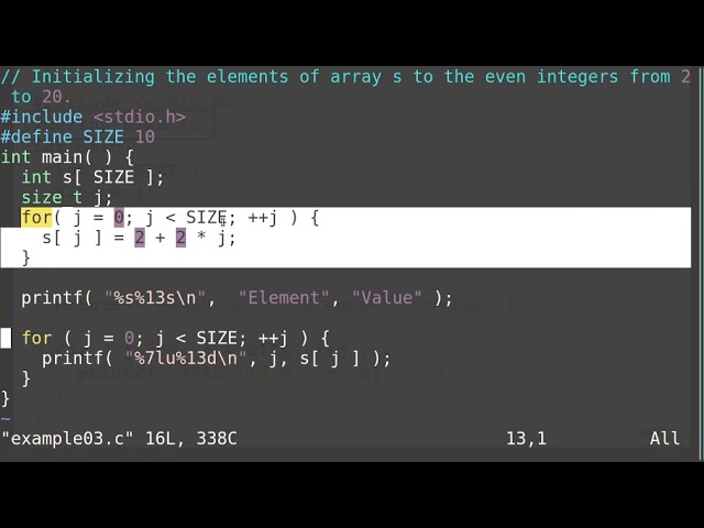 Integer array definition and counting in C programming