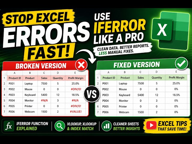 How To Fix Excel Formula Errors Automatically with IFERROR