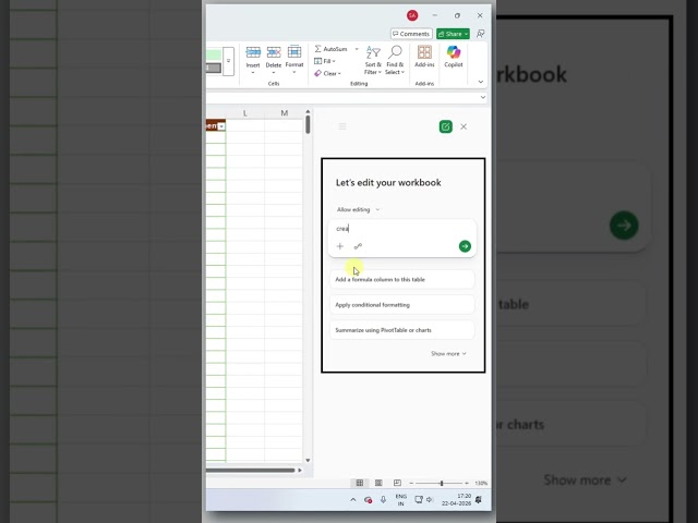 Create a Sales Dashboard in Excel in Just 30 Seconds 🤯 | AI Copilot #shorts