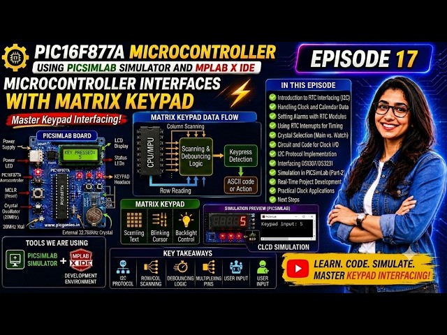 PIC16F877A Projects with PICSimLab | Episode 17: Microcontroller Interfaces with Matrix Keypad