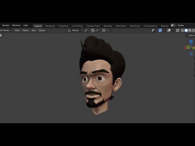 Stylized Tony Stark Head | 3D Modeling Timelapse (Blender)