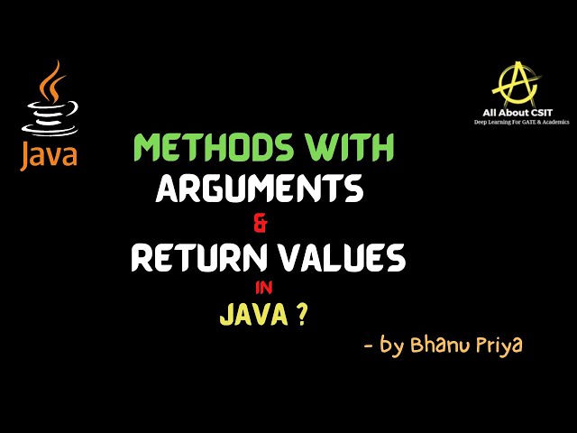 Methods with Arguments and with Return Values| lec 23 | Java Tutorials| BhanuPriya