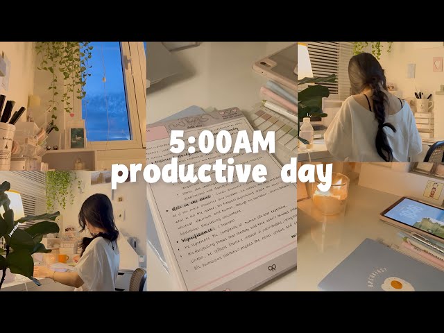 5:00AM  PRODUCTIVE  DAY🌷 study vlog, rainy day, daily,  romanticizing life˚ ༘