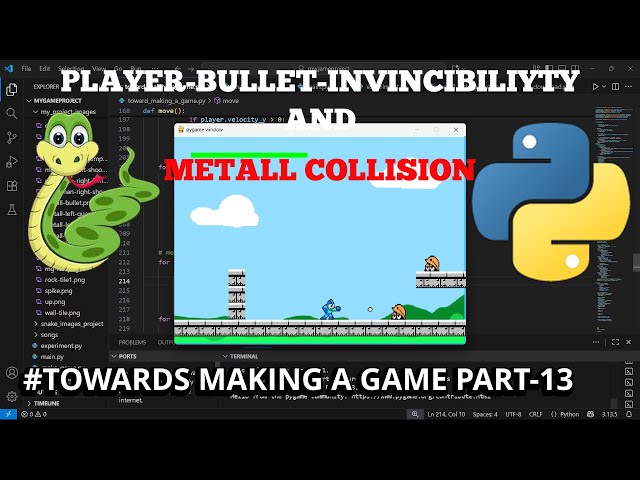 🎯 Player Bullet Invincibility & Metall Collision | Python Game Dev (Part 13)|#coding #pygame