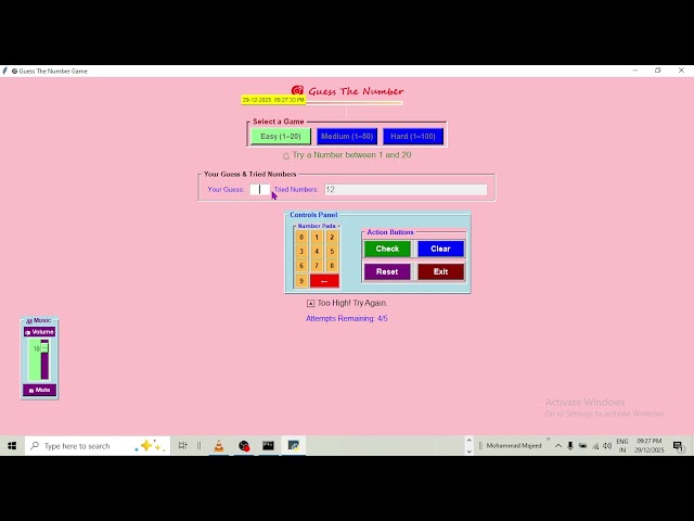 Final Year Project Demo | Simple Game Application in Python