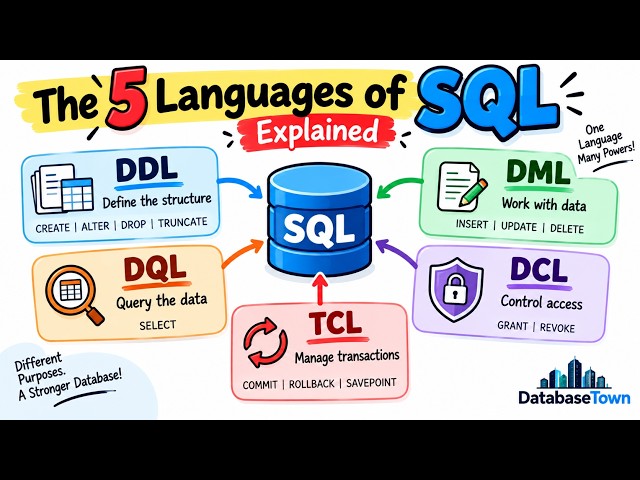 Database Languages | 5 SQL Languages Explained: DDL, DML, DQL, DCL & TCL