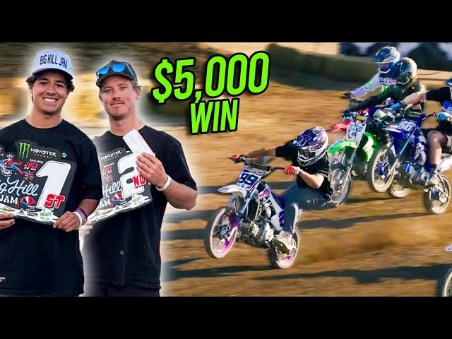 $5,000 Pit bike Race at Big Hill Jam! TOTAL CHAOS!