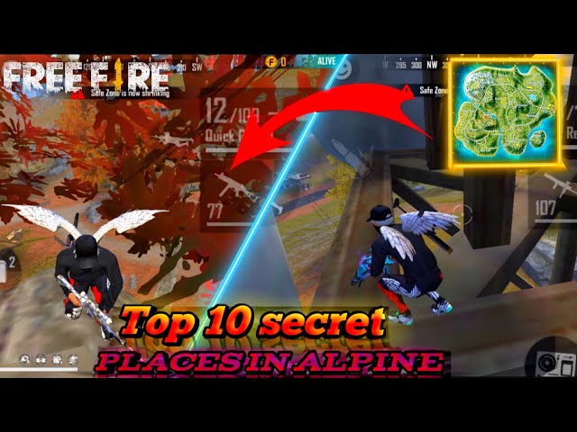 😱10 μυστικές τοποθεσίες στο Alpine map 😱Top 10 secret places in Alpine map { Free Fire } ❤️